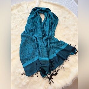 Pashmina Teal and Black Paisley Wrap